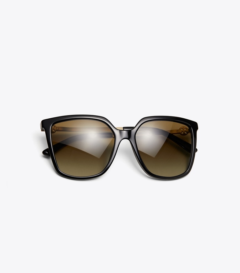 Tory Burch designer sunglasses & eyewear Miller Square Sunglasses in Black front