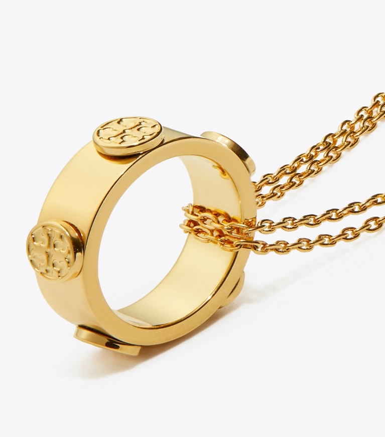 Tory Burch designer necklaces Miller Stud Circle Pendant in Tory Gold front