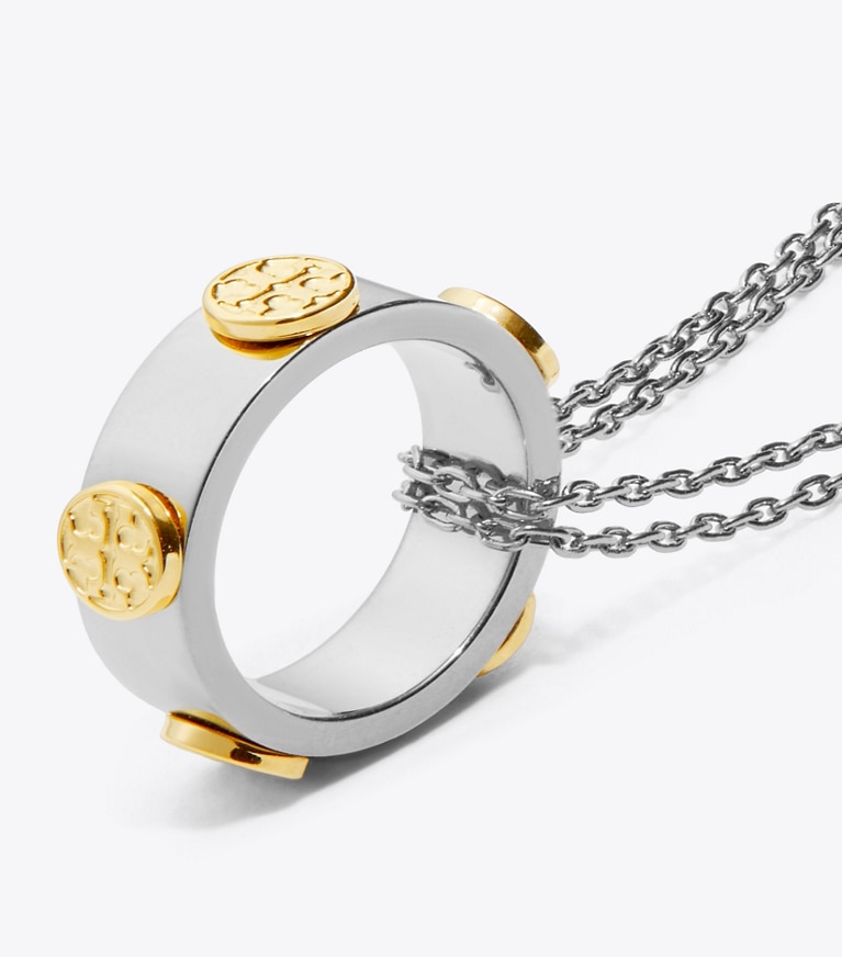 Tory Burch designer necklaces Miller Stud Circle Pendant in Tory Gold / Tory Silver front