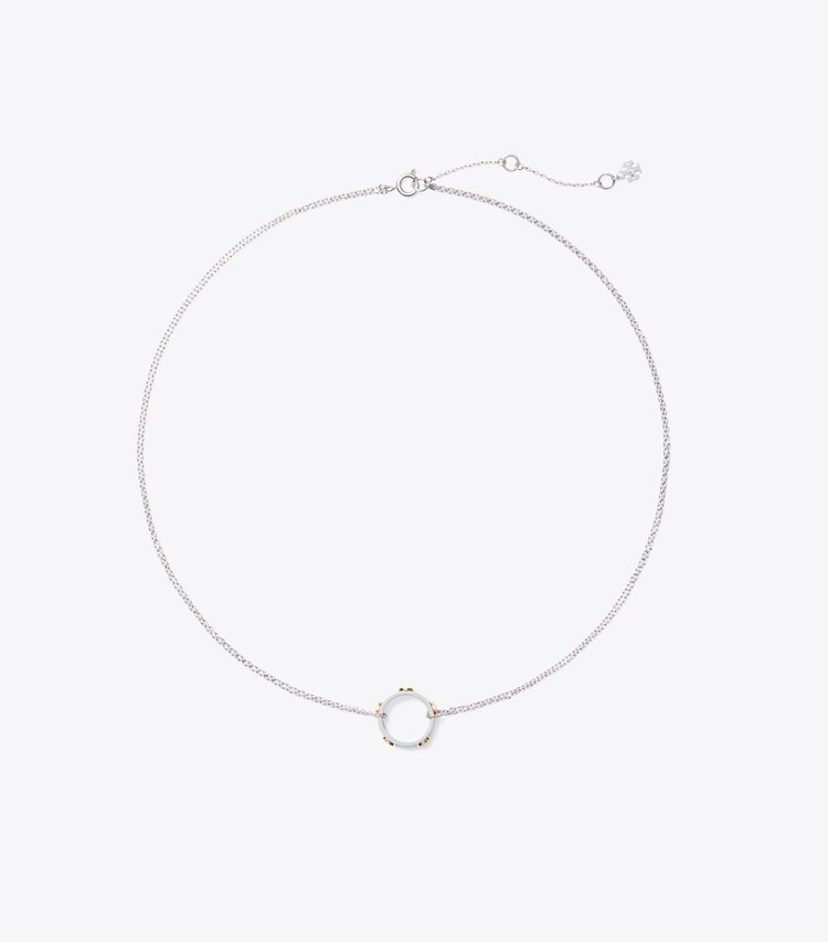 Tory Burch designer necklaces Miller Stud Circle Pendant in Tory Gold / Tory Silver front