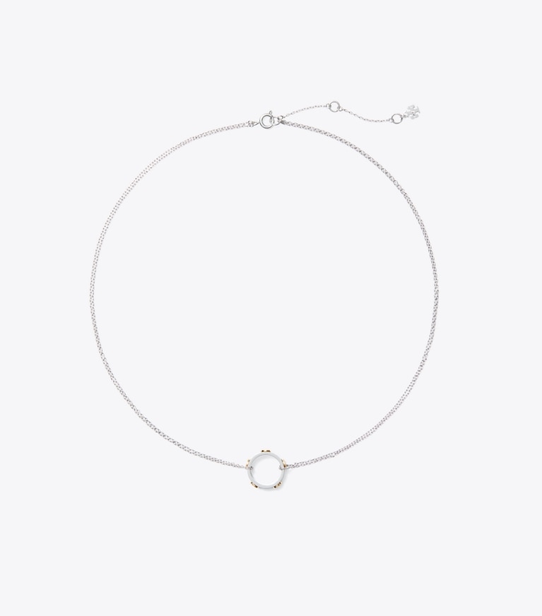 Tory Burch designer necklaces Miller Stud Circle Pendant in Tory Gold / Tory Silver front