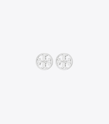 Tory Burch designer earrings Miller Stud Earrings in Tory Silver front