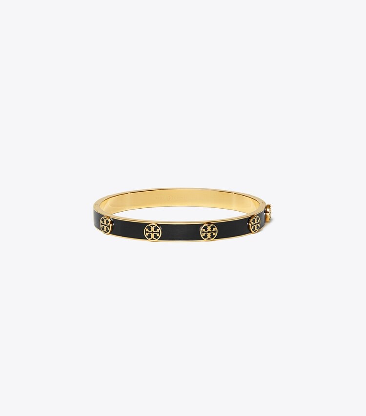 Tory Burch designer bracelets Miller Stud Enamel Hinge Bracelet in Tory Gold / Black front