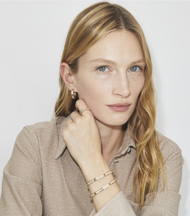 Tory Burch designer rings Miller Stud Ring in Tory Gold / Crystal angle