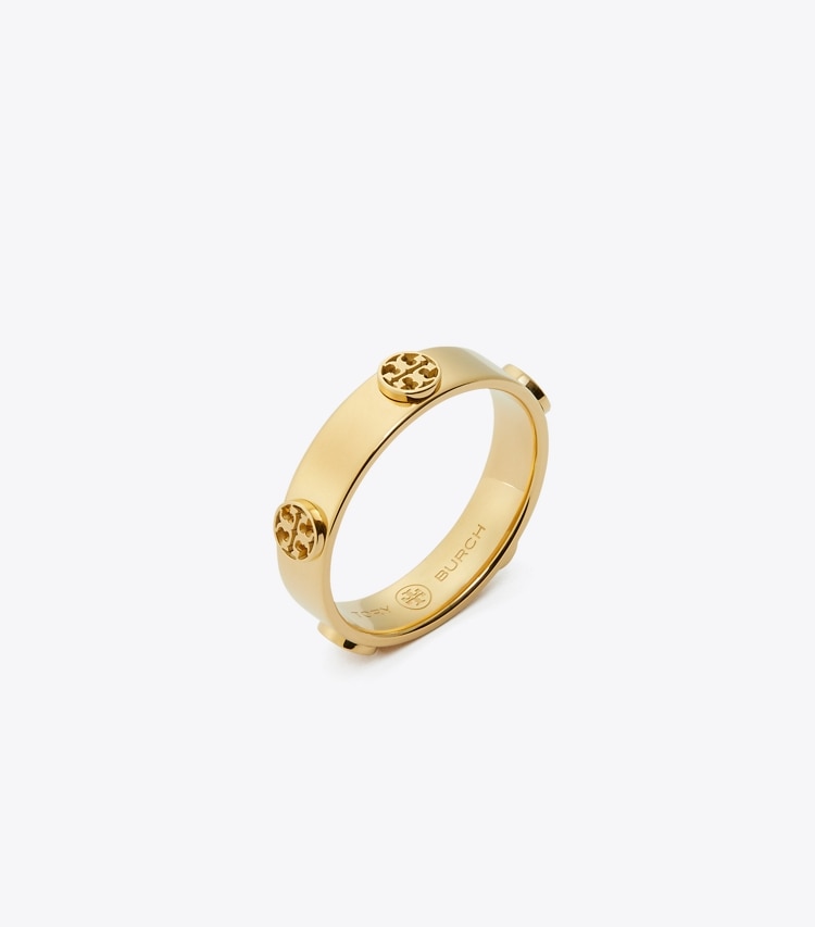 Tory Burch designer リング ミラー スタッズ リング in Tory Gold angle