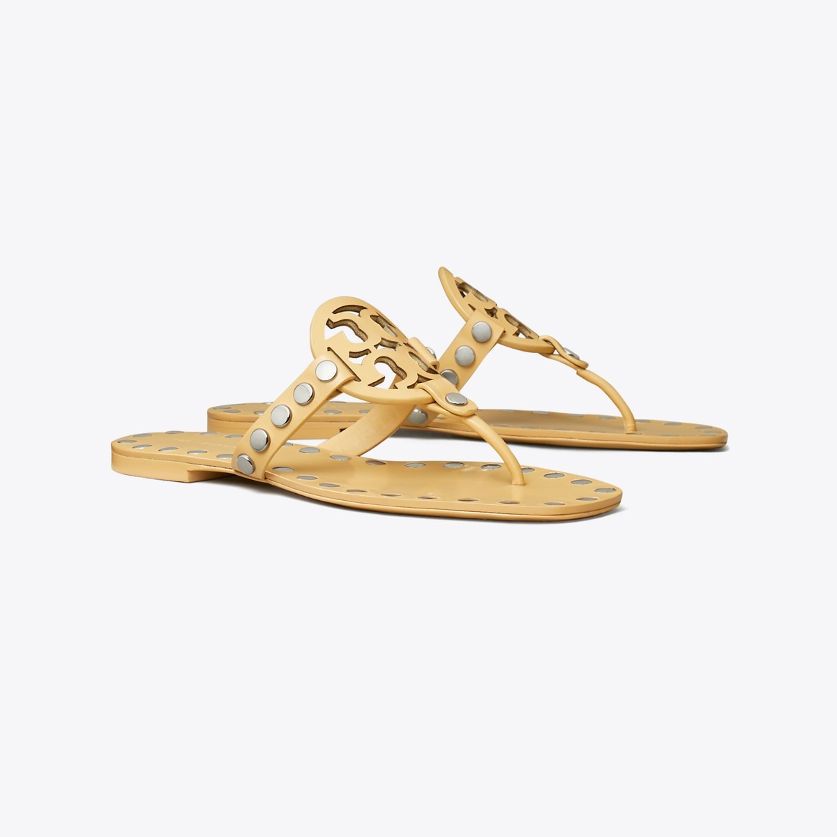 サンダル・ミュール TORY BURCH STUDDED MILLER LEATHER FLAT SANDALS miller-studded-sandal-angle.