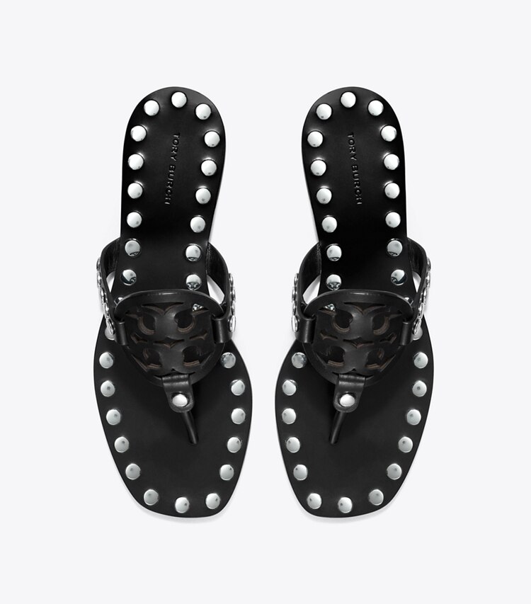 Tory Burch designer sandals Miller Studded Sandal in PERFECT BLACK / SILVER overhead