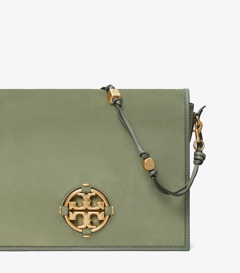 Tory Burch designer crossbody bags Miller Suede Messenger in PALM LEAF angle