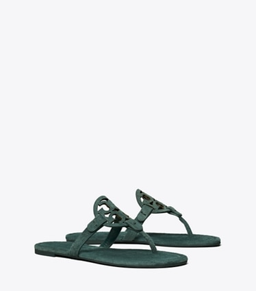 Tory Burch designer sandals Miller Suede Sandal in WARM TEAL angle