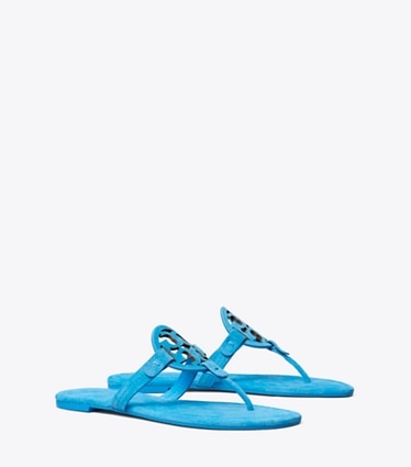 Tory Burch designer sandals Miller Suede Sandal in DEEP BLUE angle