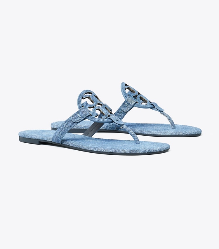 Tory Burch designer sandals Miller Suede Sandal in DUSK DENIM angle