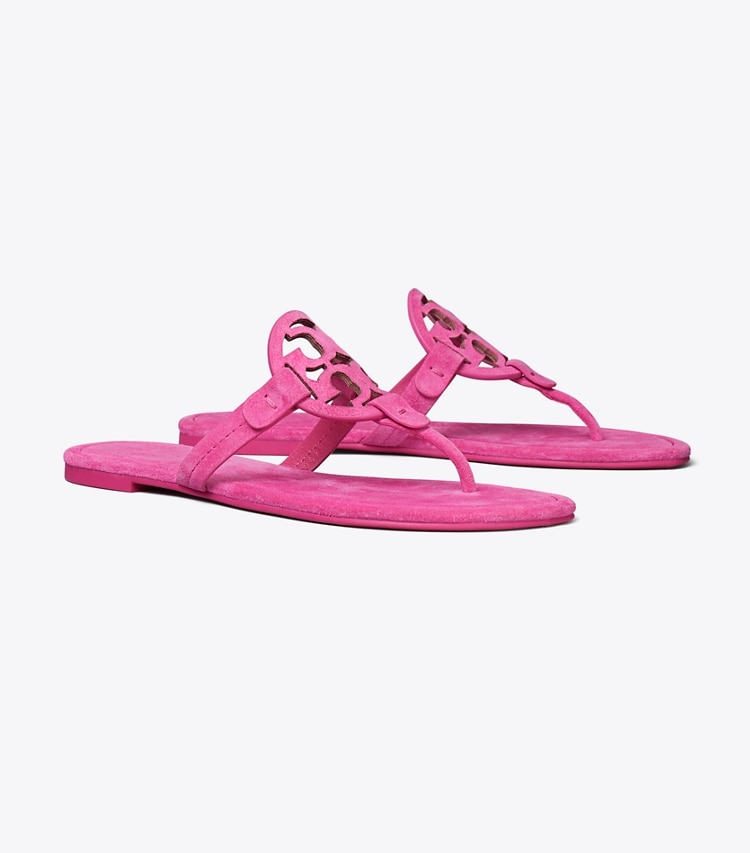 Tory Burch designer sandals Miller Suede Sandal in MAGENTA angle
