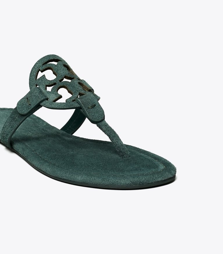 Tory Burch designer sandals Miller Suede Sandal in WARM TEAL angle