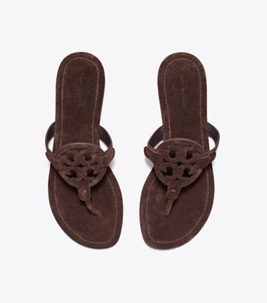 Tory Burch designer sandals Miller Suede Sandal in DARK COCOA overhead