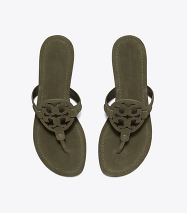 Tory Burch designer sandals Miller Suede Sandal in DARK OLIVE overhead