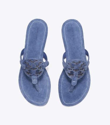 Tory Burch designer sandals Miller Suede Sandal in SOFT BLUE overhead