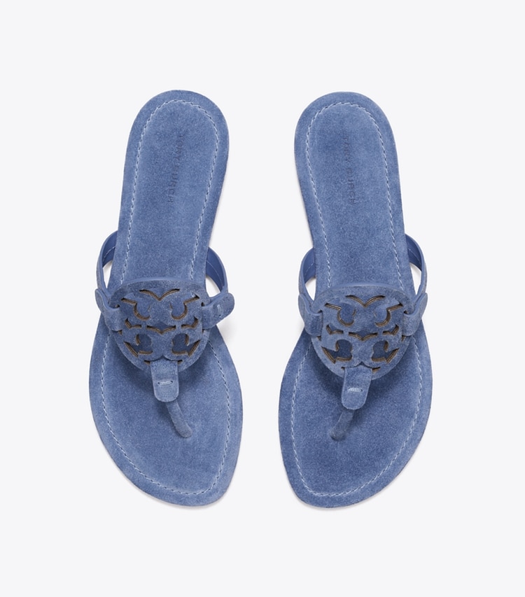 Tory Burch designer sandals Miller Suede Sandal in SOFT BLUE overhead