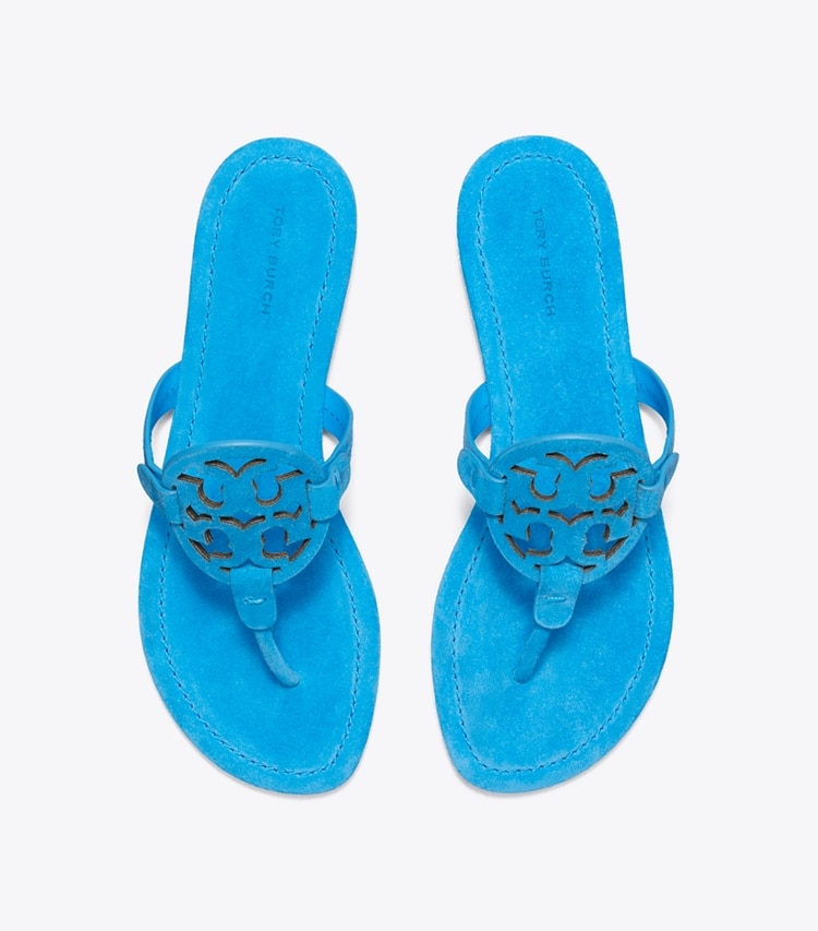Tory Burch designer sandals Miller Suede Sandal in DEEP BLUE overhead