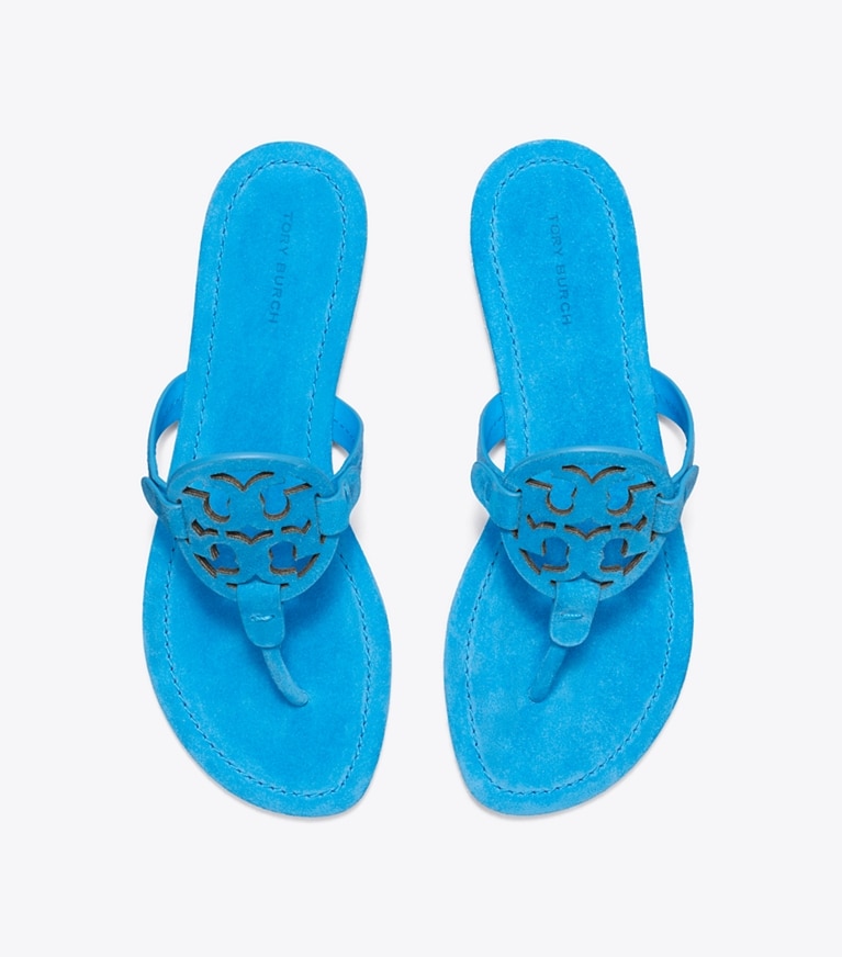 Tory Burch designer sandals Miller Suede Sandal in DEEP BLUE overhead
