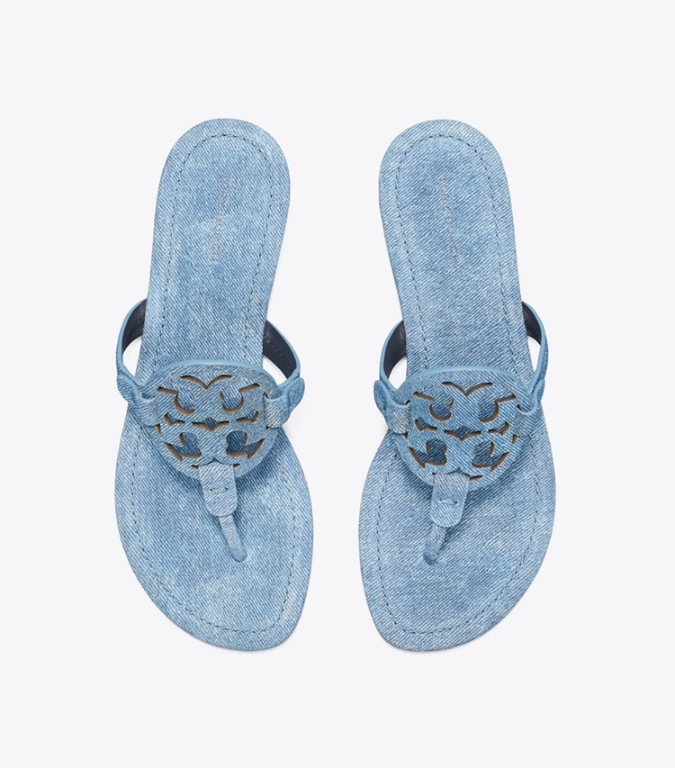 Tory Burch designer sandals Miller Suede Sandal in DUSK DENIM overhead