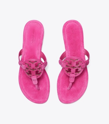 Tory Burch designer sandals Miller Suede Sandal in MAGENTA overhead