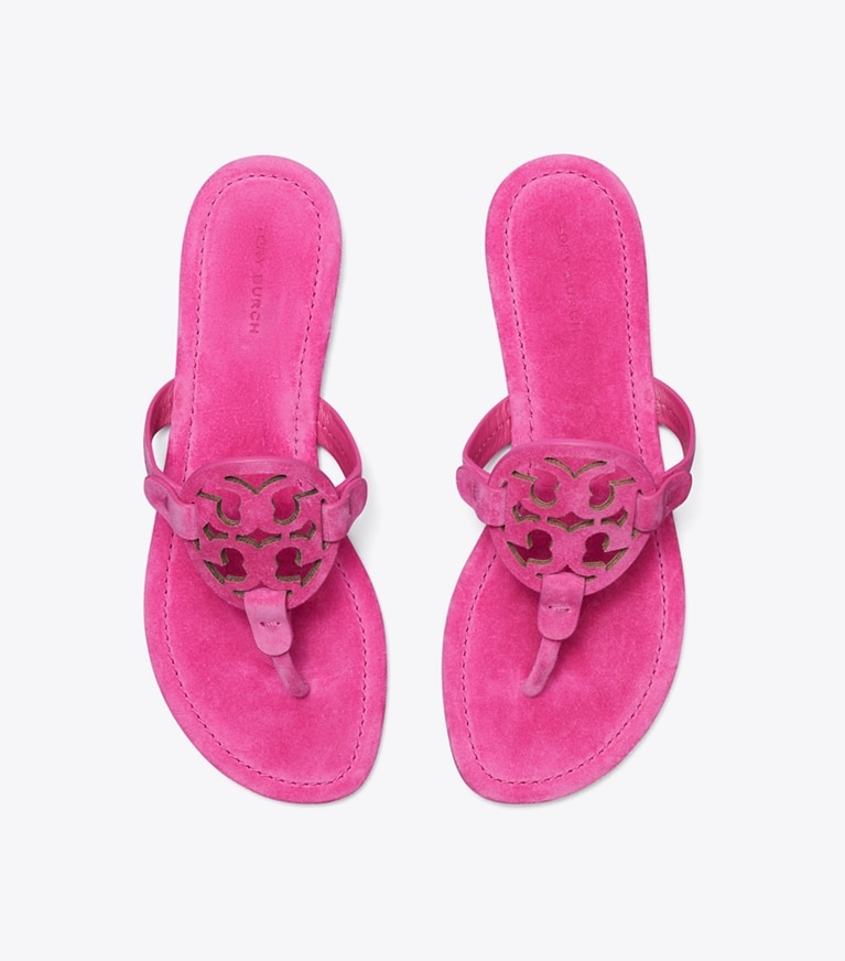 Tory Burch designer sandals Miller Suede Sandal in MAGENTA overhead