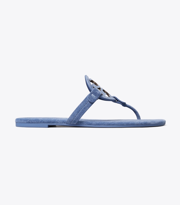 Tory Burch designer sandals Miller Suede Sandal in SOFT BLUE side