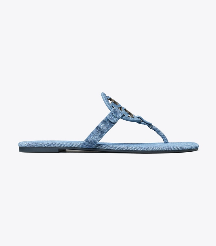 Tory Burch designer sandals Miller Suede Sandal in DUSK DENIM side