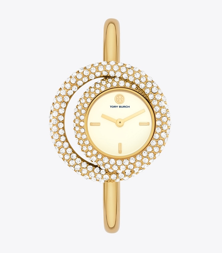 Tory Burch designer strap watches Miller Swirl Watch in IVORY/STONES/GOLD front