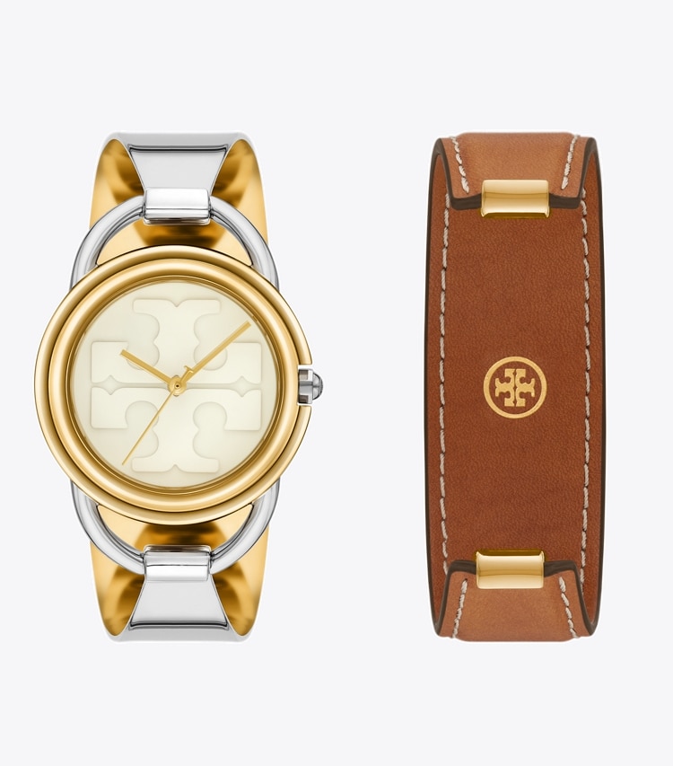 Miller Uhren-Geschenkset mit Armband aus braunem Leder und zweifarbigem  Edelstahl: Damen Uhren | Armbanduhren | Tory Burch DE