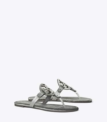 Tory Burch designer sandals Miller Velvet Sandal in LAVA GREY angle