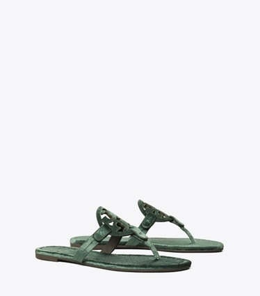 Tory Burch designer sandals Miller Velvet Sandal in DEEP TEAL angle