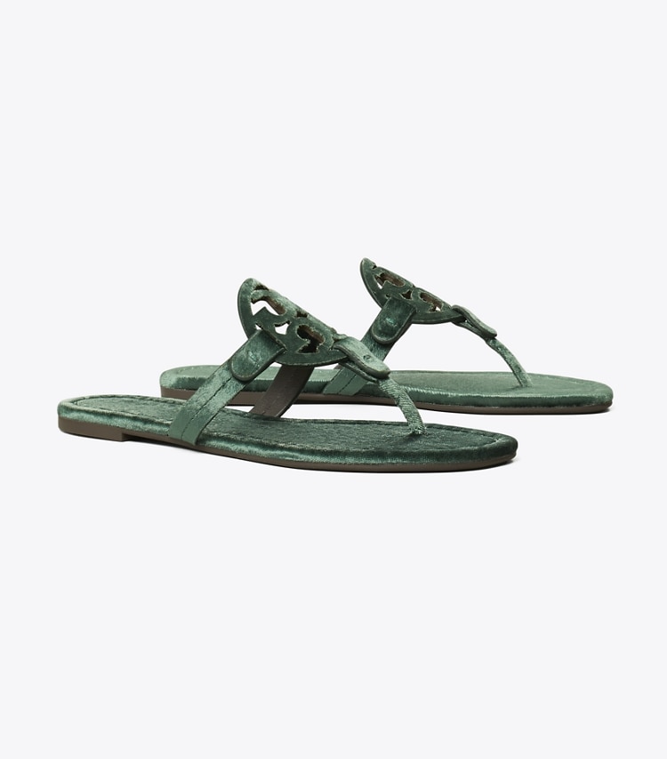 Tory Burch designer sandals Miller Velvet Sandal in DEEP TEAL angle
