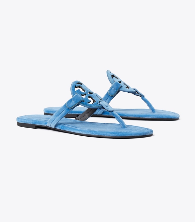 Tory Burch designer sandals Miller Velvet Sandal in Wheat Blue angle
