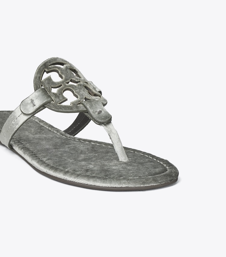 Tory Burch designer sandals Miller Velvet Sandal in LAVA GREY detail