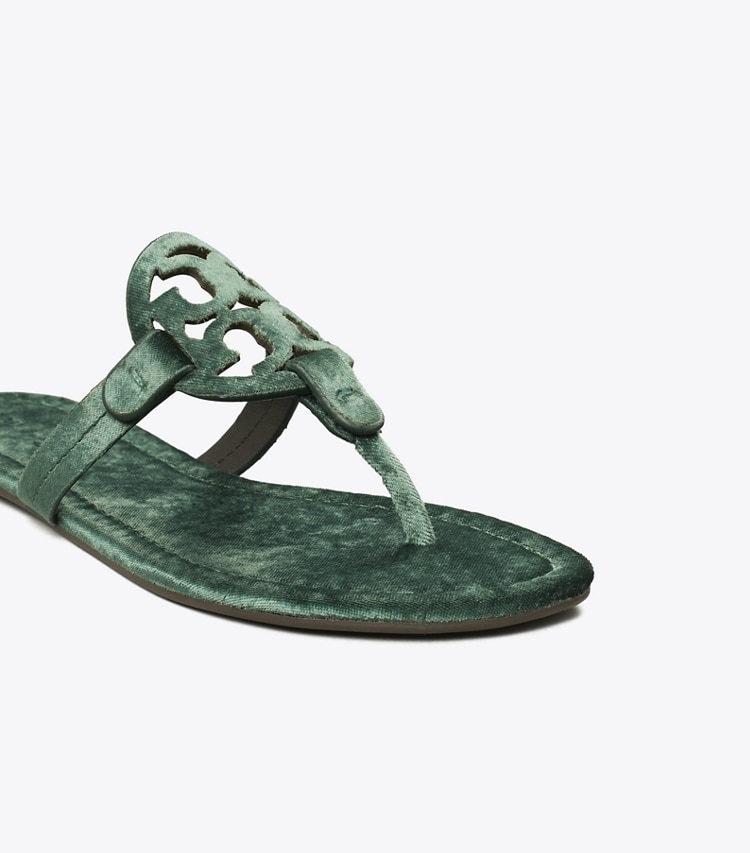 Tory Burch designer sandals Miller Velvet Sandal in DEEP TEAL detail