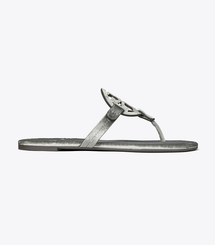 Tory Burch designer sandals Miller Velvet Sandal in LAVA GREY side
