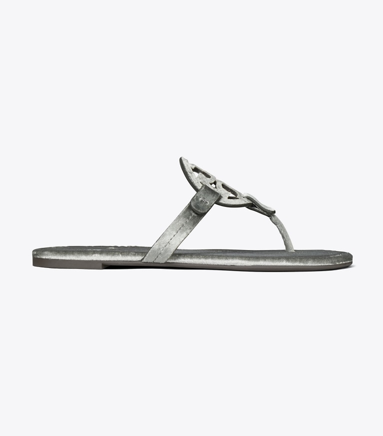Tory Burch designer sandals Miller Velvet Sandal in LAVA GREY angle