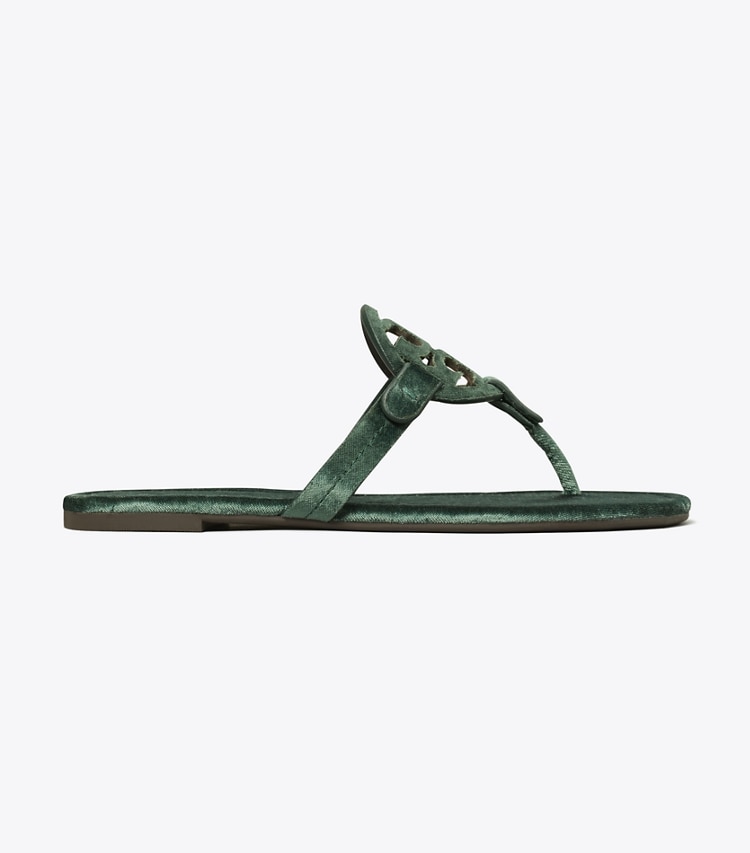 Tory Burch designer sandals Miller Velvet Sandal in DEEP TEAL side