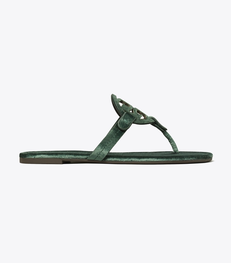 Tory Burch designer sandals Miller Velvet Sandal in DEEP TEAL angle