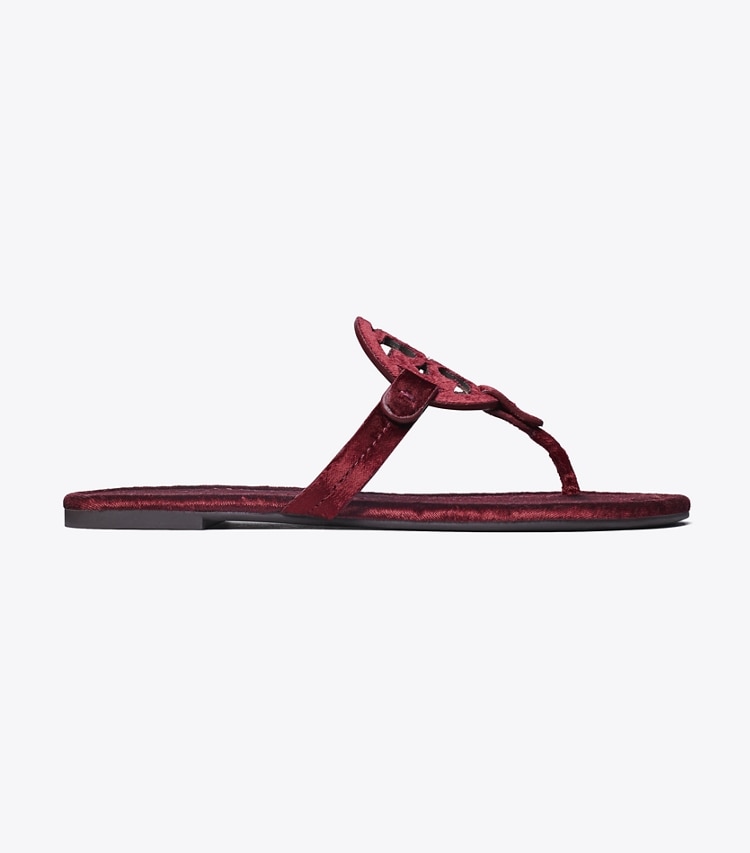 Tory Burch designer sandals Miller Velvet Sandal in BURGUNDY BERRY side