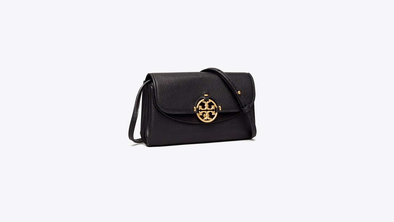 Tory+Burch+Miller+Wallet+Crossbody+Purse+80808+Black+Leather for