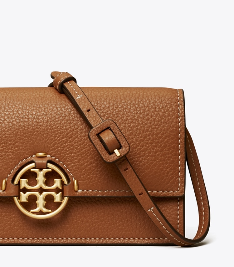 Tory Burch designer mini bags Miller Wallet Crossbody in Light Umber detail