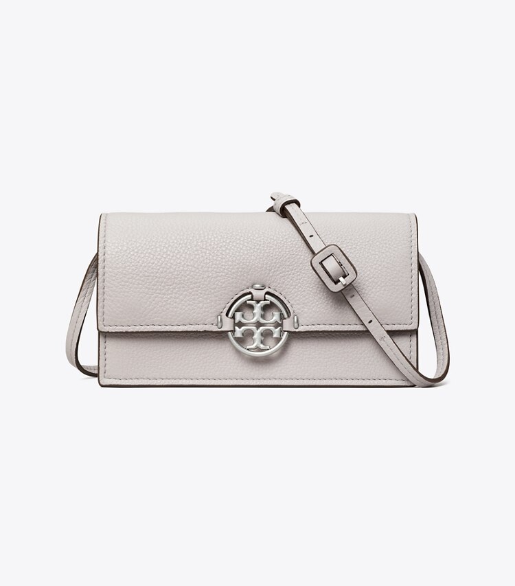 Tory Burch designer mini bags Miller Wallet Crossbody in Bay Gray front