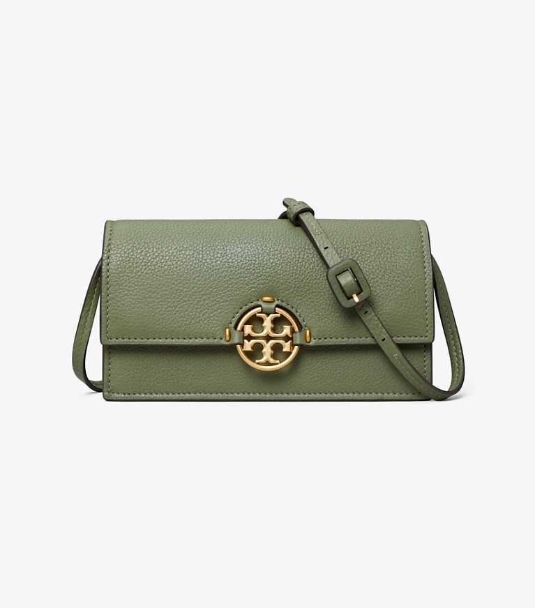 Tory Burch designer mini bags Miller Wallet Crossbody in PALM LEAF angle