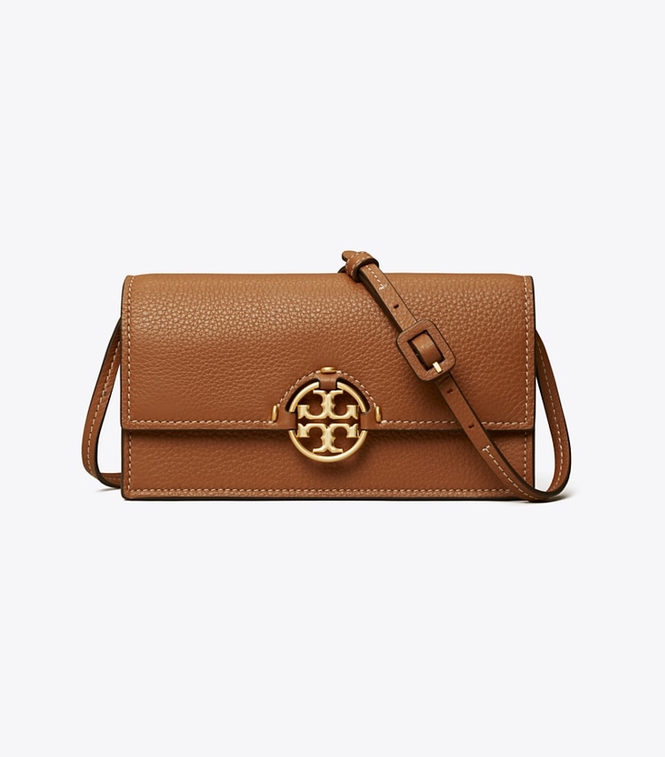Tory Burch designer mini bags Miller Wallet Crossbody in Light Umber front