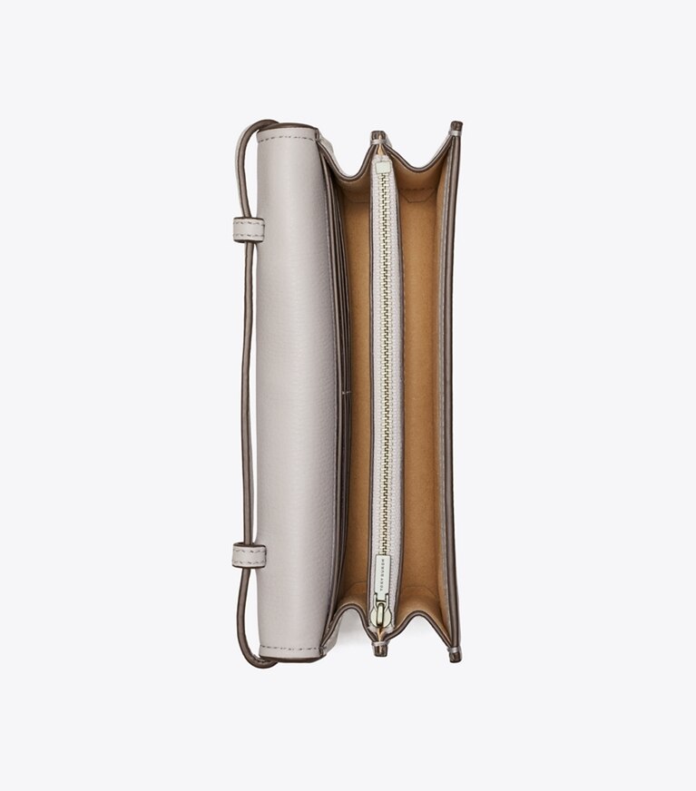 Tory Burch designer mini bags Miller Wallet Crossbody in Bay Gray angle