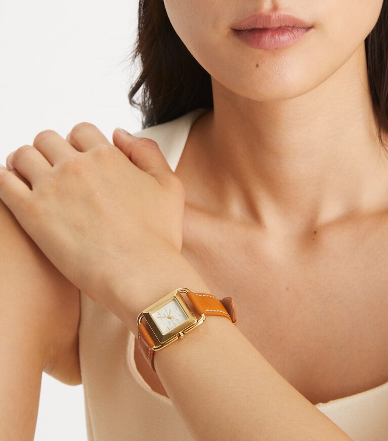 Miller Watch, Leather/ Gold-Tone Stainless Steel: Women's