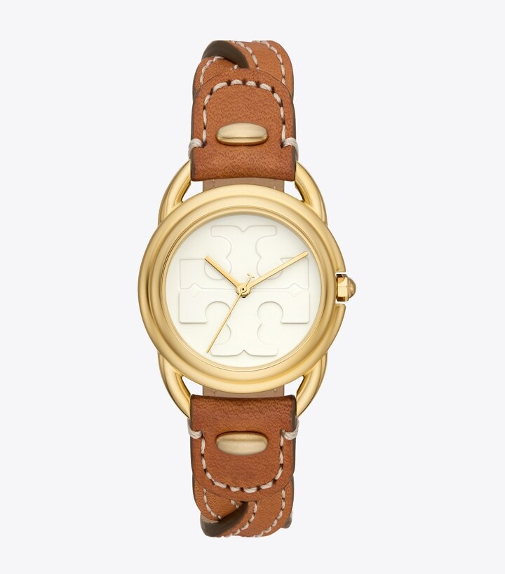 Miller Watch, Luggage Leather/Gold-Tone Stainless Steel: Women's Designer  Strap Watches | Tory Burch