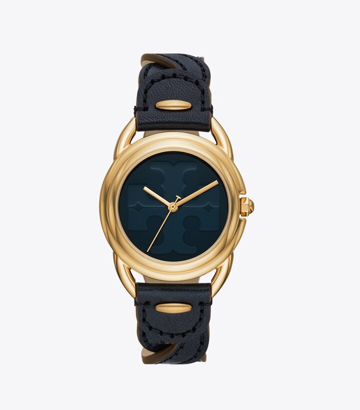 Miller Watch, Navy Leather/Gold-Tone Stainless Steel, 32 x 40MM: Women's  Designer Strap Watches | Tory Burch
